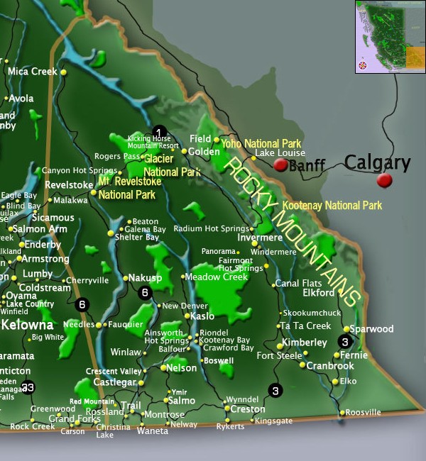 Map Kootenay Rockies